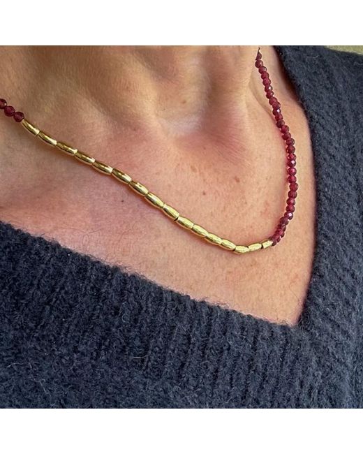 Clemence Wren Metallic Asymmetric Gemstone Necklace Nuggets