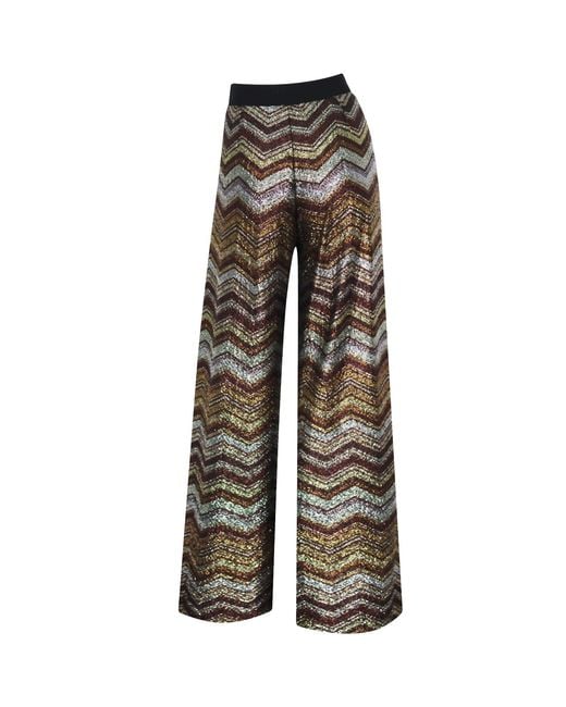 Me & Thee Gray Namaste Metallic Stripe Wide Leg Trouser