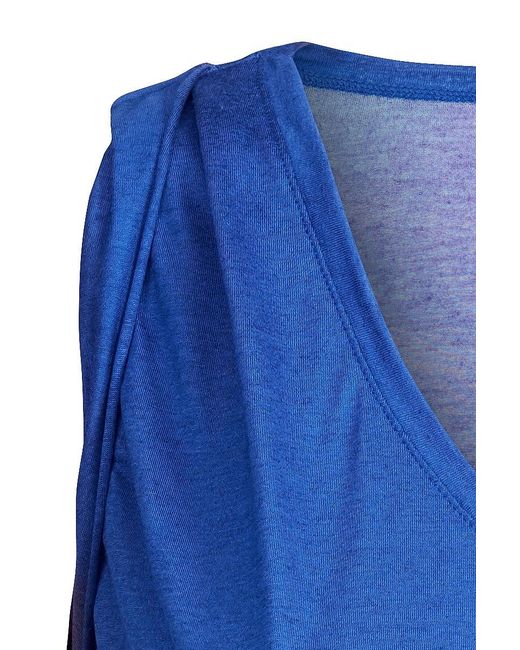 Conquista Blue Sleeveless Tunic With Pleat Detail