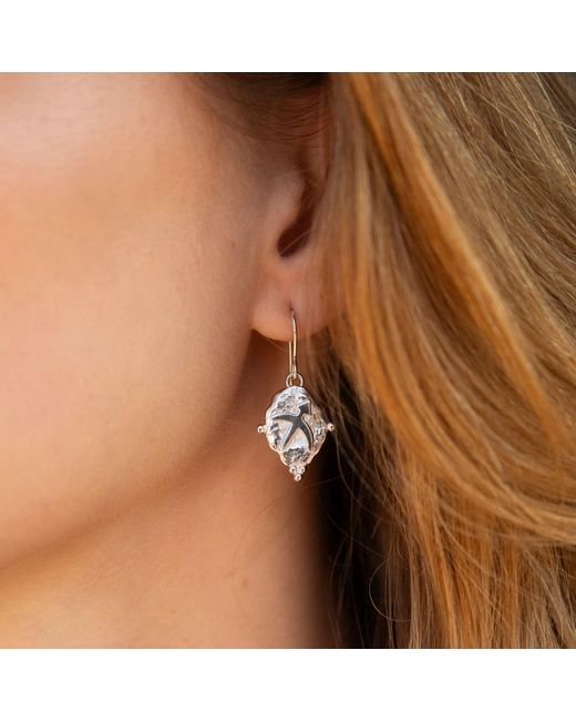 Seven Saints Metallic Taurus Vintage-Style Dangle Earrings, Rhodium Plated