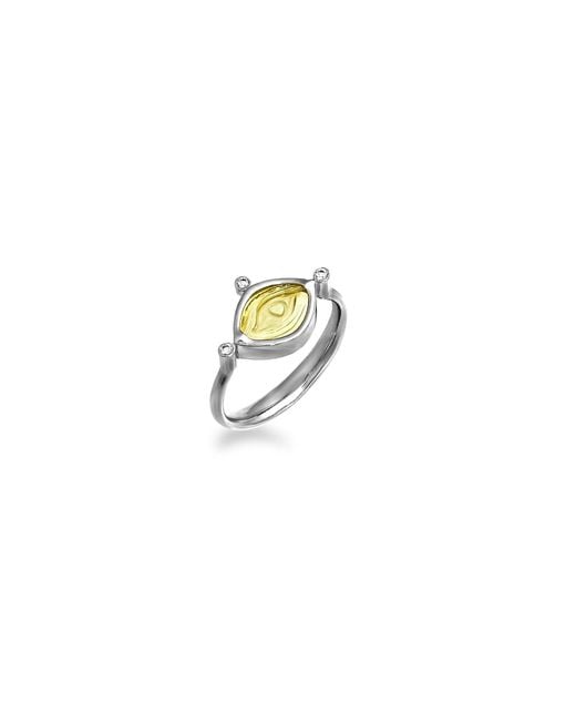 Myrto Katramadou Jewellery White Aegean Eye – Citrine Ring