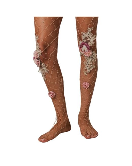 HIGH HEEL JUNGLE by KATHRYN EISMAN Brown Neutrals Abundant Fishnet Tights