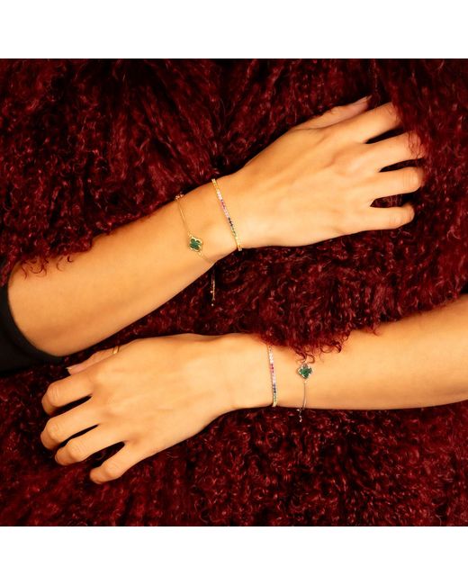 Shaded the Label Metallic Niamh Malachite Clover Adjustable Bracelet