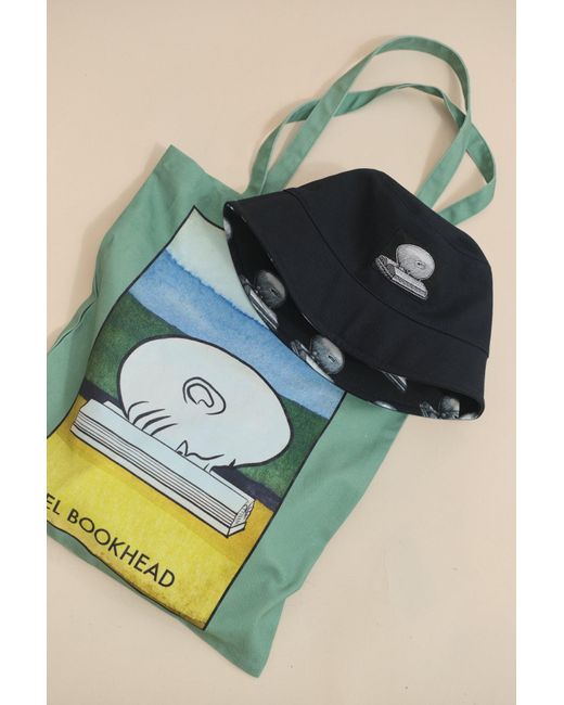 Lost Pattern Black Bookhead Cotton Reversible Bucket Hat