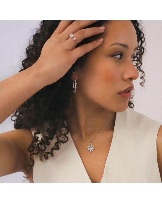 Luna Charles Metallic Heidi North Star Birthstone Necklace April
