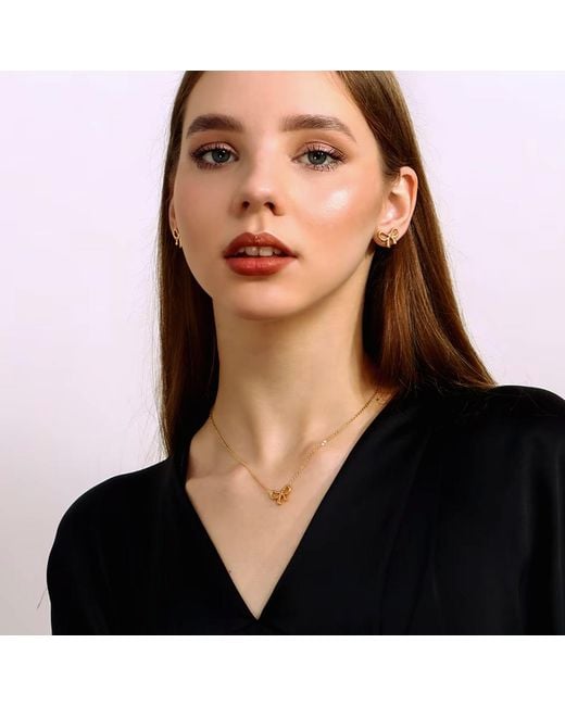 Olivia Le Metallic Dainty Minimalist Bow Pendant Necklace