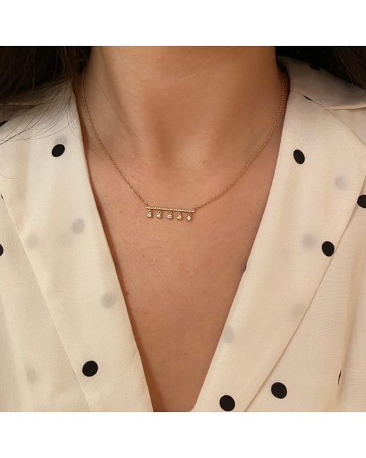 KAMARIA Metallic Diamond Bar With Drops Necklace