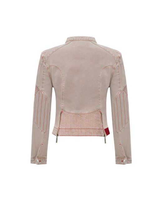 Pcfg Natural Neutrals Pure Cotton Faded Motorcycle Denim Jacket