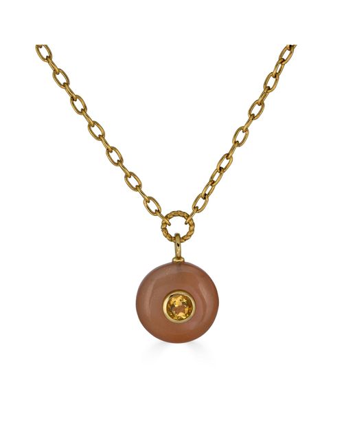 Loni Paul Jewelry Metallic Peach Moonstone & Citrine Inlay Necklace