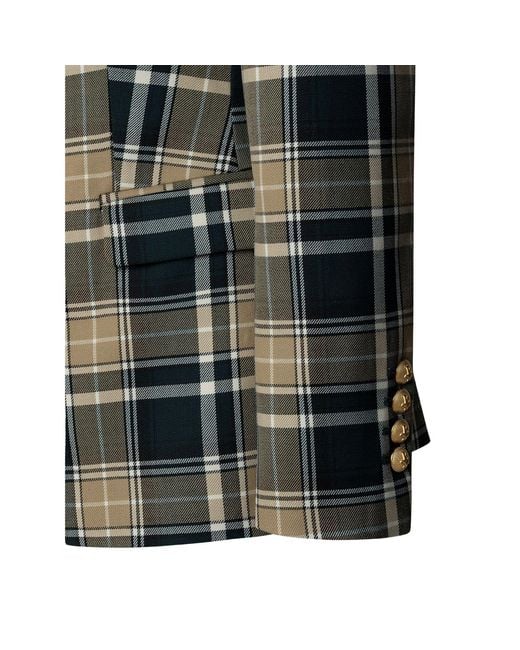 The Extreme Collection Green Neutrals Checked Earth Tone Blazer Murray