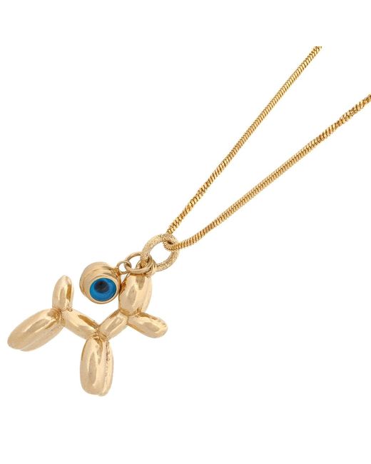 Ebru Jewelry Metallic Puppy Luck Balloon Dog & Evil Eye Necklace
