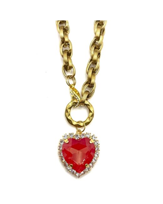Achala Handcrafted White Poppy Crystal Heart Pendant