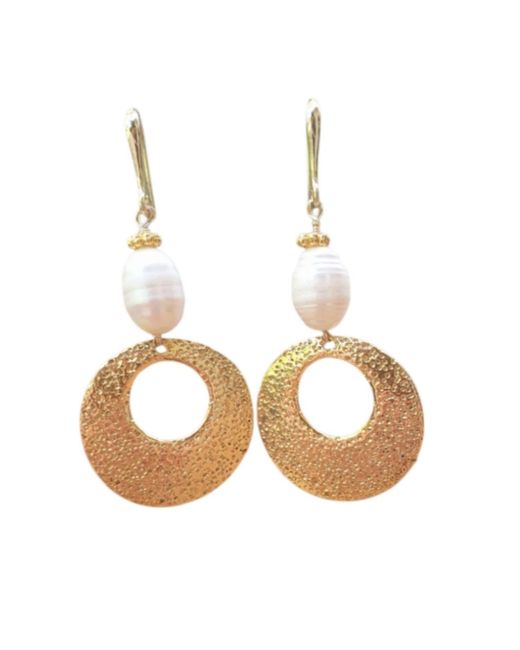 Way to Chic Metallic Pearl Drop & Disc Earrings