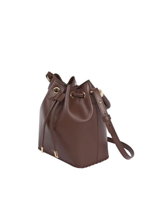 Saonara Brand Brown Bucket Bag Chocolat Leather