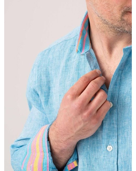 Koy Clothing Blue Linen Shirt for men