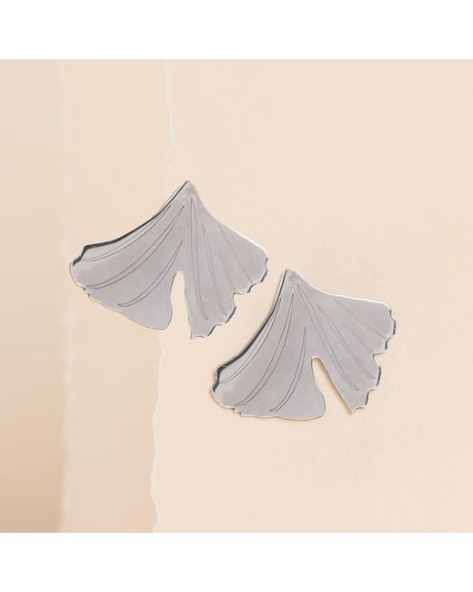 Silver Moon White Sterling Earrings – Ginkgo Lines