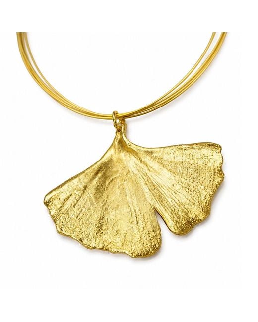 Mother Nature Jewelry Metallic Ginkgo Biloba Leaf Necklace, Handmade Pendant