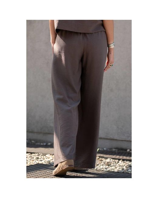 Oh!Zuza Brown Neutrals Echo Wide-Leg Viscose Trousers – Cocoa