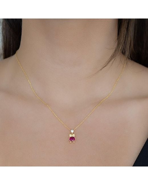 Ebru Jewelry Metallic Ruby Owl Necklace