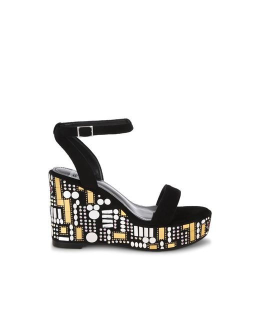 Rag & Co Brown Metropolis Mosaic Embellished Wedge Party Sandals