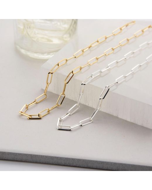 Nellou Jewellery Metallic Triangular Paperclip Necklace Plated Sterling