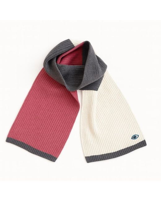 BEIRA Red Wool & Cashmere Stripe Scarf – Warm Tones