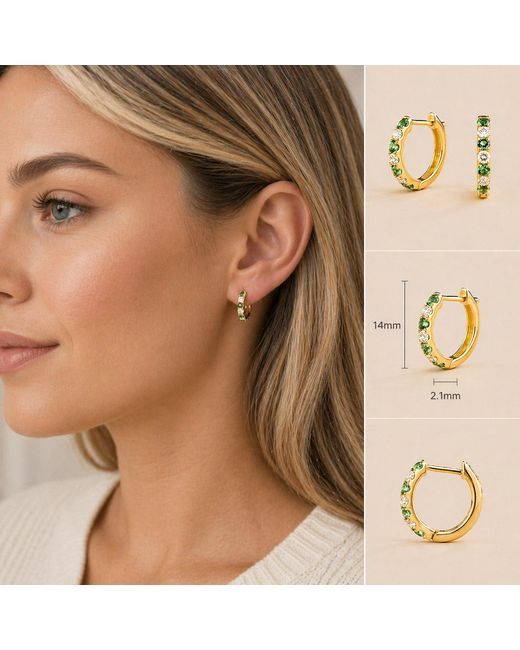 Juvetti Metallic Stacy Diamond Huggie Hoop Earrings