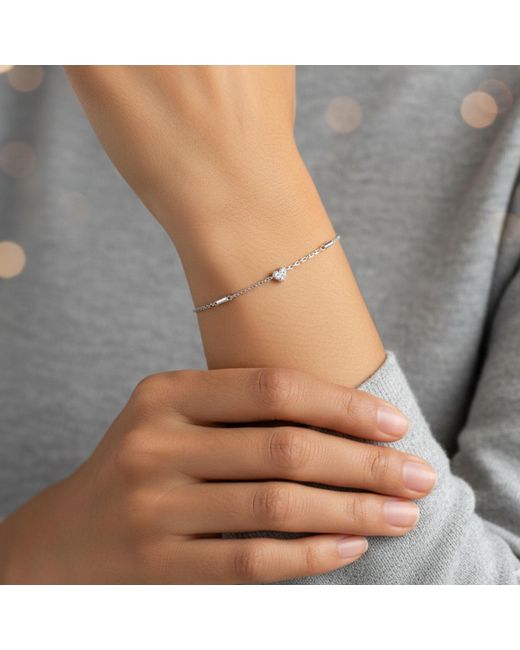 BLOOMTINE | Earth Angel HQ Metallic Mini Heart Sterling Premium Silk Cord Bracelet