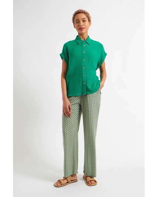 Louche Green Abinaya Double Gauze Short Sleeved Shirt