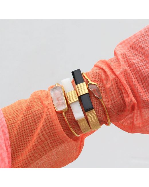 YAA YAA LONDON Metallic Neutrals Quiet Luxury Irregular Crystal Bangle