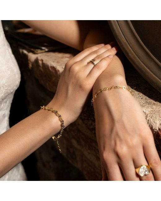 Spero London Metallic Floral Cut-Out Textured Link Chain Bracelet