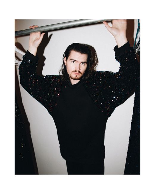 By Noa Rawitz Black Oversized Raglan Sleeve Sequins Sweater