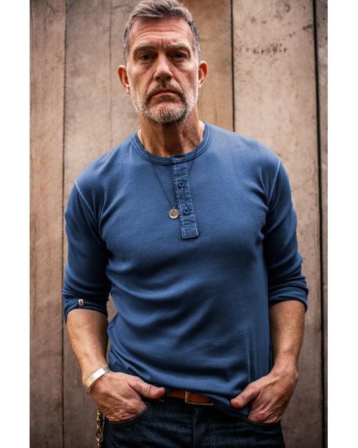 &SONS Trading Co Blue The New Elder Henley Shirt for men