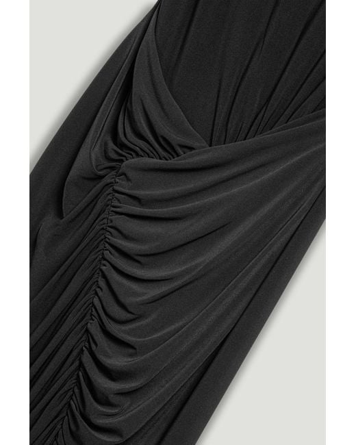 Nocturne Black Ruched Side-Slit Maxi Dress