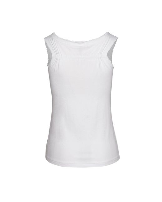 Conquista White Raw Edge Detail Fashion Top