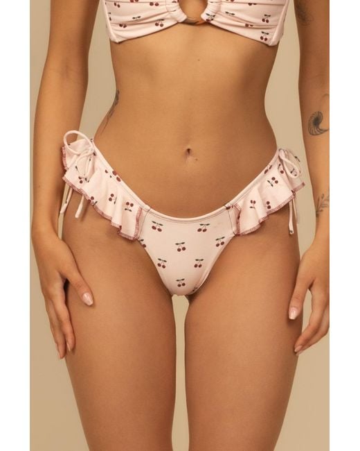 Montce Pink Cherries Uno Ruffle Bows Bikini Bottom