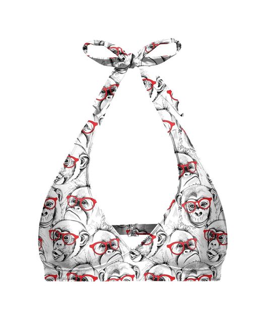 Aloha From Deer White Cheeky Monkey Halter Neck Bikini Top