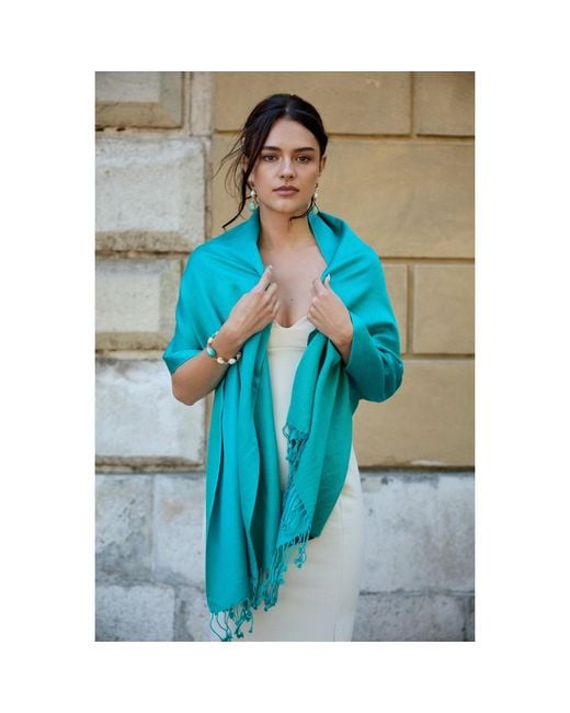 Saachi Blue Pashmina Satin Multi Scarf