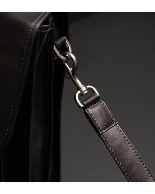 Time Resistance Black Leather Satchel Bag for men