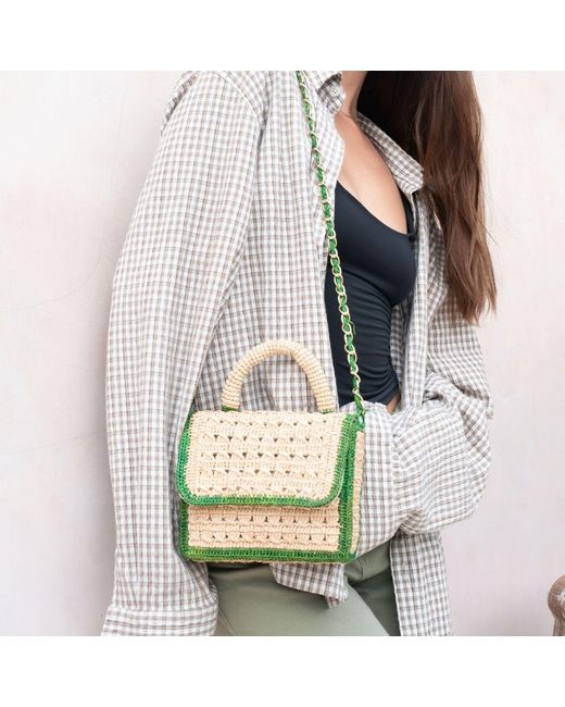 Zanatany Concepts Green Brouly Raffia Bag