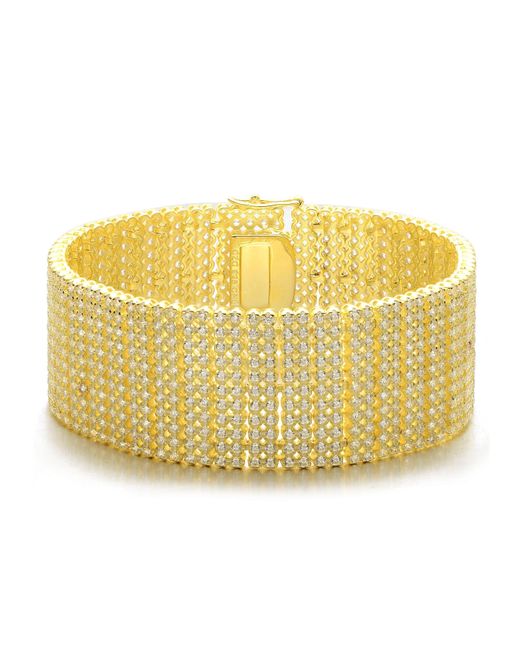 Genevive Jewelry Yellow Genevive Sterling-Plated With Cubic Zirconia Cuff Bracelet