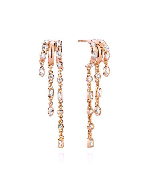Aaria London Metallic Kalani Stacked Triple Hoop Illusion Earrings