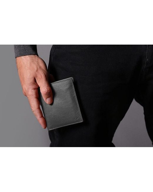 Harber London Black Leather Bifold Wallet With Rfid Protection for men