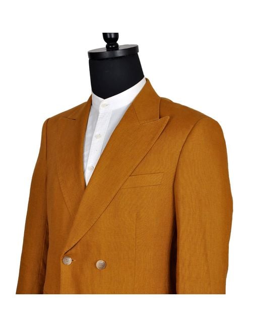 DAVID WEJ Brown Hugo Linen Single Breasted Blazer for men