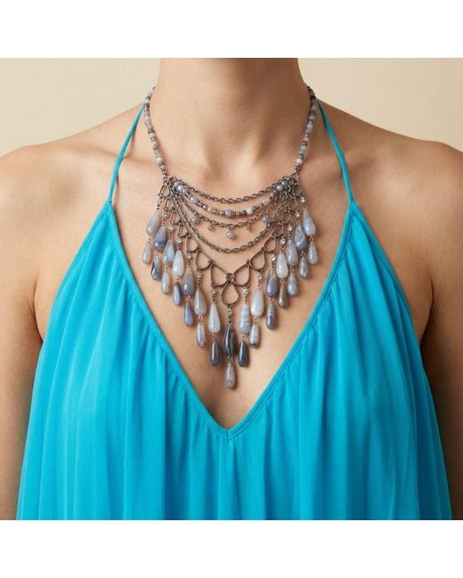Jaredjamin Metallic Cordelia Archival Agate One-Of-A-Kind Bib Necklace