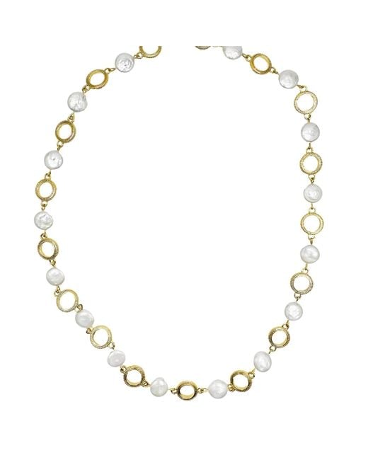 Farra Metallic Baroque Pearls With Chain Chunky Necklace