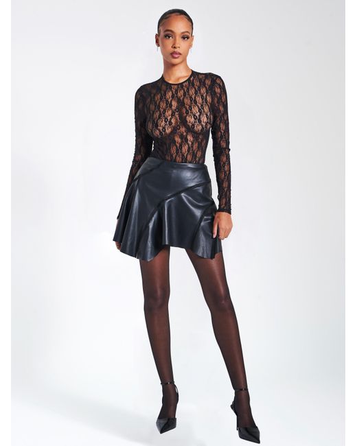 Miss Circle New York Black Maisie Lace Long Sleeve Bodysuit