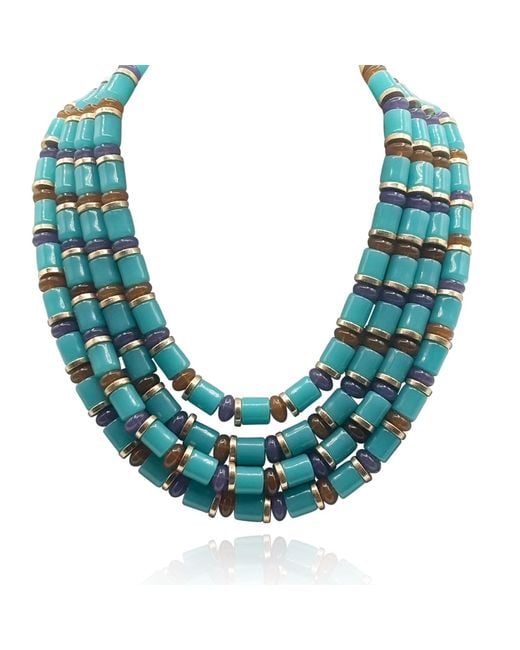 Michael Nash Jewelry Blue Zita Multi Strand Multi Color Resin Necklace