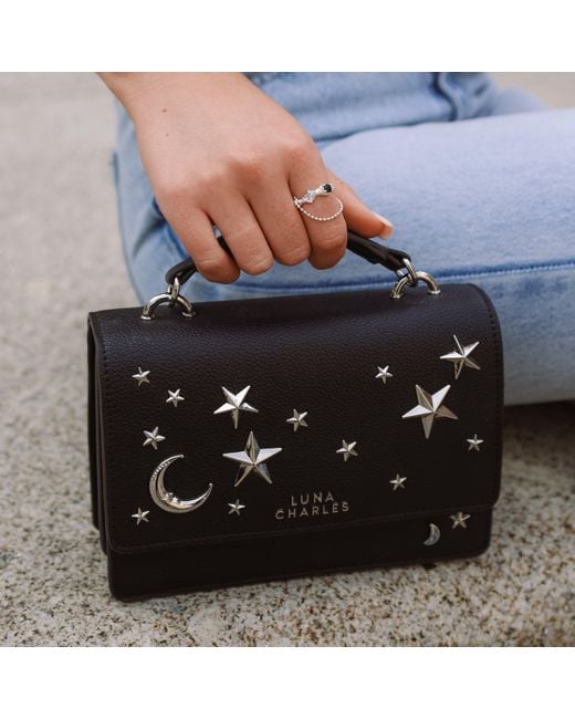 Luna Charles Black Nova Star Studded Handbag