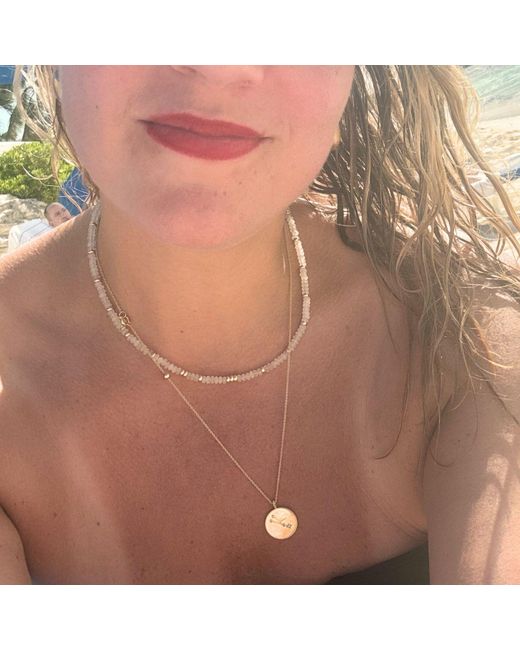 Herself Collections Metallic Moonstone Morse Code Necklace